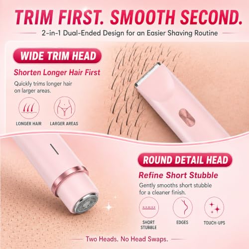 2-in-1 Bikini Trimmer for Women - Electric Razor for Sensitive Areas