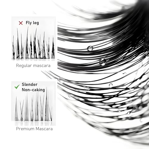 Metal Wand Mascara Waterproof, Black Liquid Lash Extensions with Eyelash Curler