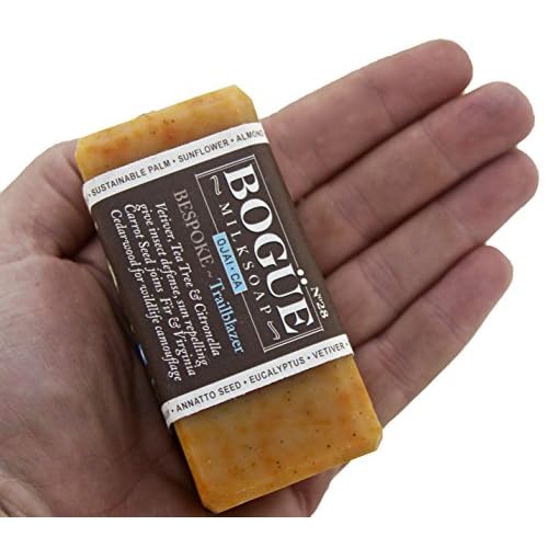 Handmade Goat Milk Soap 2 bars- BOGUE No.28 BESPOKE Trailblazer Blend Vetiver, Tea tree & Citronella defend from insects, sun repelling carrot seed & woodsy cedarwood for wildlife camouflage