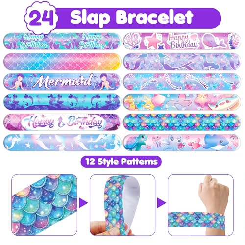 Mermaid Party Favors Set - 48 Tattoos & 24 Slap Bracelets
