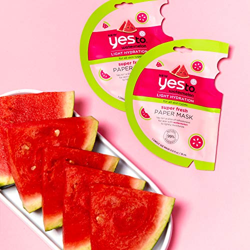 Yes To Watermelon, Cucumber & Charcoal Paper Mask Variety Pack, Refreshing, Detoxifying, & Calming Paper Masks Ideal For All Skin Types, With Antioxidants, Natural, Vegan & Cruelty Free, 3-Pack