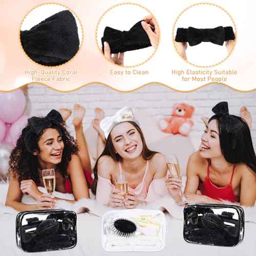 40 Pcs Bachelorette Favor Set Include Headband Scrunchies Hair Claw Clips Hairbrush and Makeup Bag for Bridal Shower Party Gifts Bridesmaid Wedding Supplies(White and Black)