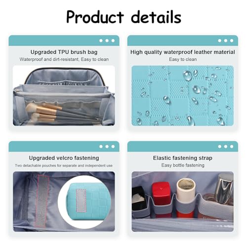 BOYATU Checkered Travel Makeup Bag Set - Large Capacity & Waterproof
