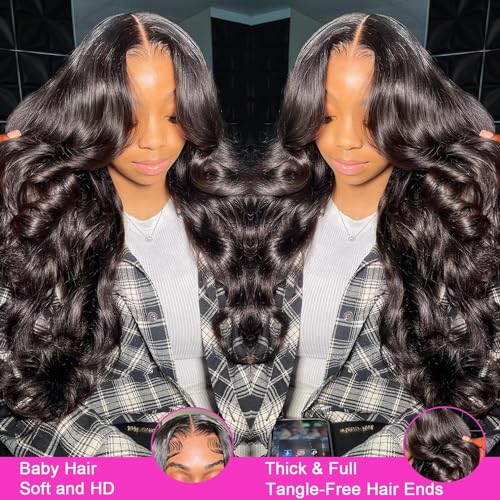 Xajwat 26 Inch Body Wave Lace Front Wigs Human Hair 180 Density 13x4 HD Transparent Lace Frontal Wigs Human Hair Pre Plucked with Baby Hair Glueless Wigs Human Hair for Black Women