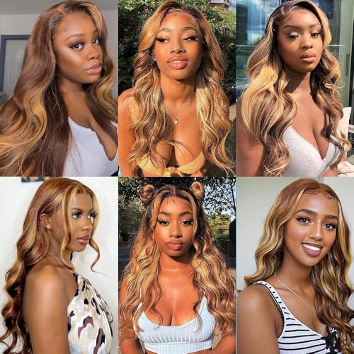 P4/27 Ombre Brown Body Wave Human Hair Bundles - 28-32 inch