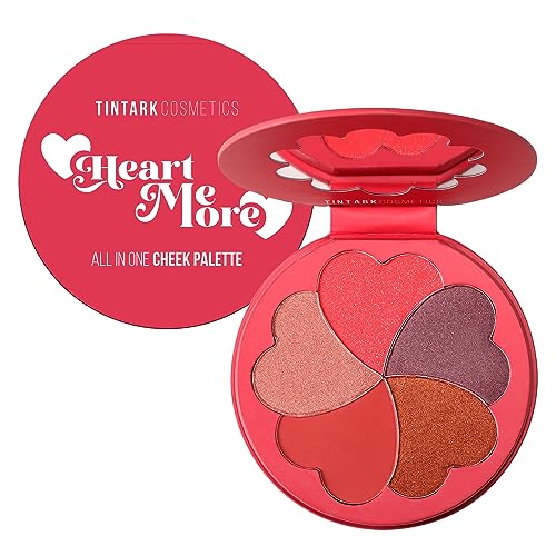 Matte and Highlighter Blush Palette with Mirror, Bronzer Powder Blush Makeup for Cheeks, Bright Pink, Rose Magenta Peach Red Purple, Talc Free