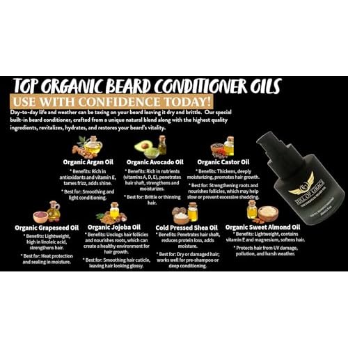 FULL OF GRACE Premium Beard Oil, Organic And Natural, With 22 Ingredients Including Argan, Jojoba, Abyssinian To Condition, Hydrate Beard And Moisturize Facial Skin | Fragrance: Oud | 30ml/1 fl oz