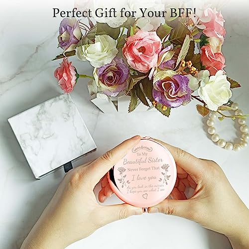 Sister Compact Mirror with Magnifying - Rose Gold Gift