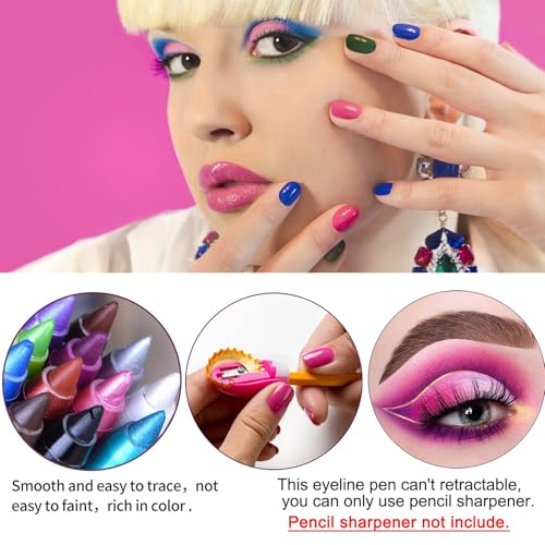 12-Color Eyeliner Pen Set - Waterproof Matte & Shimmer