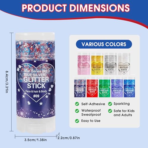 Purple Glitter Stick for Body & Face - Waterproof Sparkling Makeup