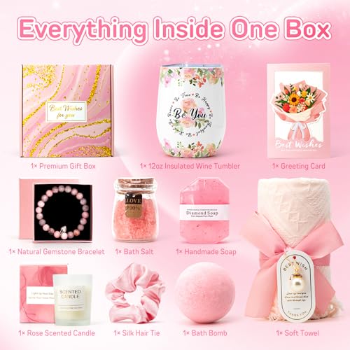 Birthday Gifts for Women,Pink Spa Gifts, Sometime You Forget You're Awesome Self Care Gift Box for Best Friend, Mom, Aunt, Wife, Girlfriend, Colleague, Sister, Inspirational Gift Set Box for Coworker