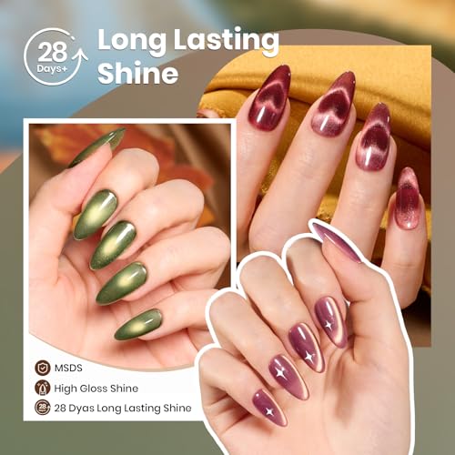 Beetles Golden Mirage Cat Eye Gel Nail Polish Set - 6 Colors with Magnet