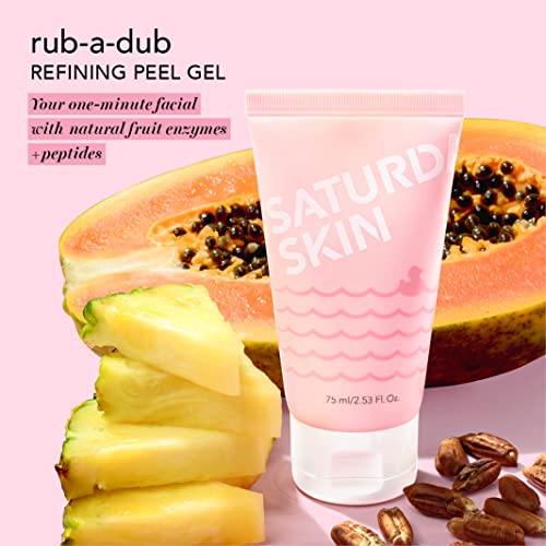 Saturday Skin Rub-A-Dub Refining Peel Gel Facial Cleansing Exfoliating Gels and Hydrating Foam Cleanser Natural Ingredients Anti-aging Makeup Remover and Face Wash