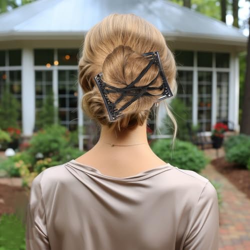 Elastic Magic Hair Comb Clips - 4 Pack Adjustable Hair Pins for Women