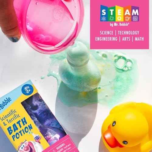 Mr. Bubble Kids Original Bath Bomb Potions - Colorful Fizzy Fun - Cool Foam and Bubble Science Beaker Bath Toys (Pack of 4)