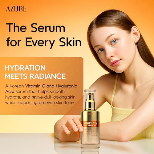 Azure Vitamin C Serum for Face with Hyaluronic Acid ? Hydrating & Revitalizing Formula For Dry, Dull, Aging Skin ? Dermatologist Tested, Anti-Aging, Korean Skin Care ? Vegan Clean Beauty ? 1.69 Fl Oz