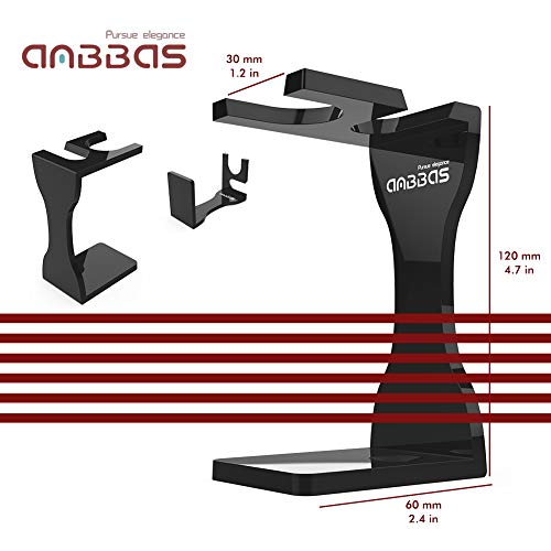 Anbbas Pure Badger Hair Shaving Brush Solid Manchurian Ash Wood Handle,Black Broken-Resistant Acrylic Shaving Stand,Stainless Steel Shaving Bowl Dia 3.2 inch and Goat Milk Soap 100g 4IN1 Set for Men