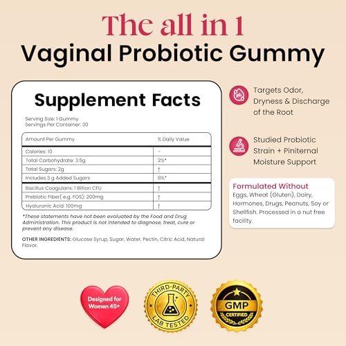 ALLFEAMS Flora+ Vaginal Probiotic Gummies for Women – Pineapple Flavor, 30 Count