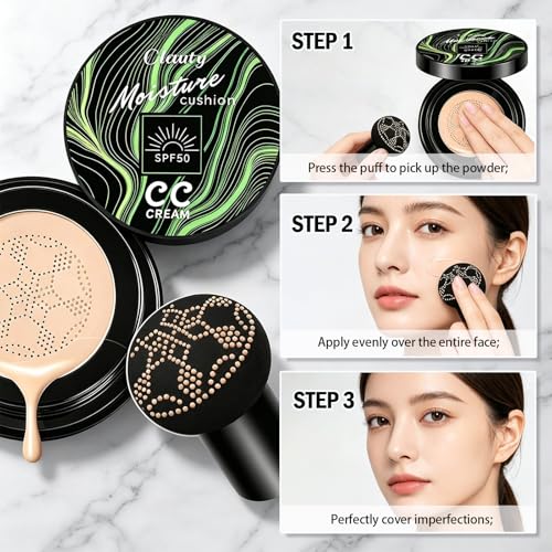 Sulily CC Cushion Foundation with SPF 50+ for Mature Skin - Full Coverage & Moisturizing