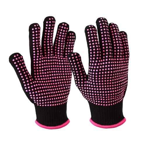 YANTAISIYU ?2-Pack Heat-Resistant Gloves with Silicone Bumps Heat Blocking Gloves for Curling Hair Styling