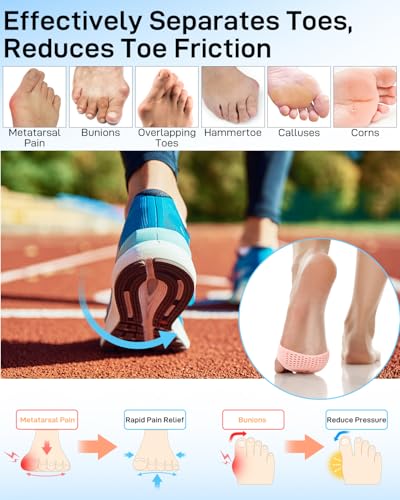 Silicone Toe Spacers Separators for Men Women Bunion & Hammertoe Corrector Beige & Clear - 4 Pairs