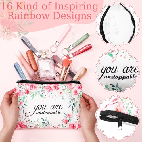 Hillban 32 Pcs Canvas Cosmetic Bag Bulk with Inspirational Quotes