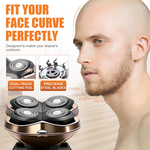 Replacement Blade Shaver PRO 2 Head for Electric Shaver Compatible with Skull Pitbull, Butterfly Kiss PRO & Palm Shavers with 3 Cleaning Brush (3Pack)