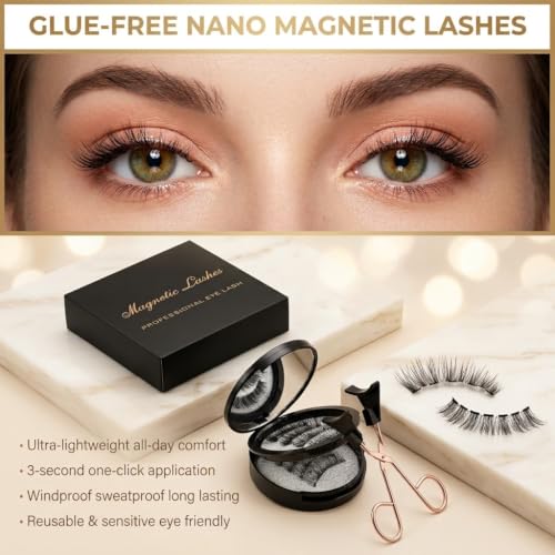 Magnetic Eyelashes Kit - 4 Pairs 3D Wispy Lashes, No Glue