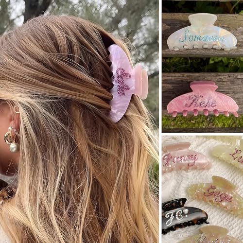 Personalized Rhinestone Hair Claw Clips for Women & Girls