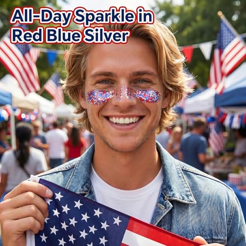 Flag Variation Patriotic Glitter Stick for Face & Body - 4th July, Independence Day, US Soccer Support