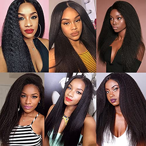 Yaki Straight Human Hair Bundles 20-24 Inch #1B Natural Color