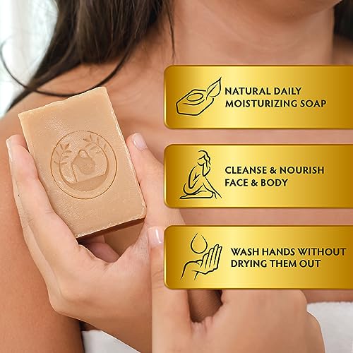 Ancient Greek Remedy Organic Face and Body Soap Bars for Dry, Normal, and Sensitive Skin. Gentle Wash Treatment for Women and Men With soap Holder (2 pack)