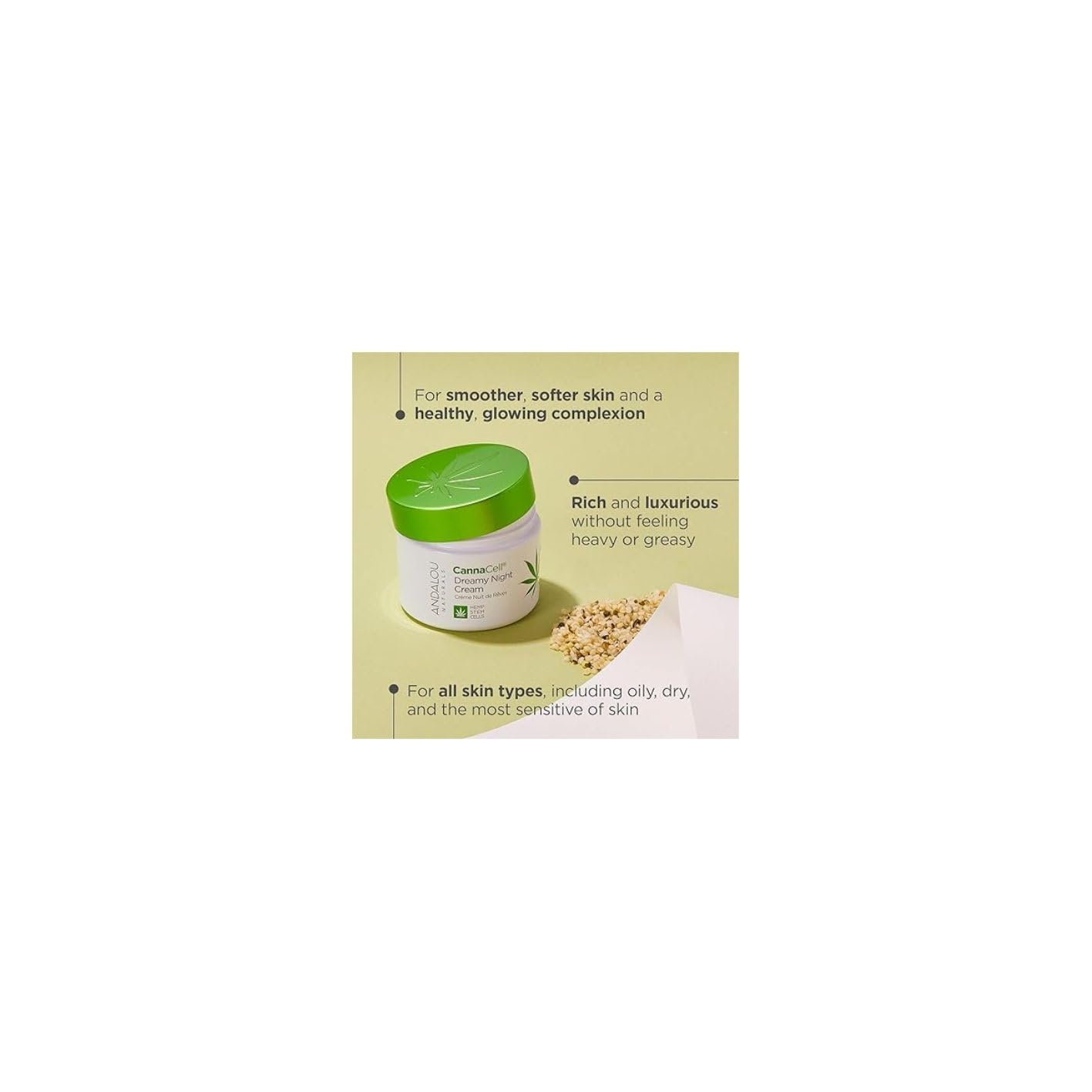 Andalou Naturals CannaCell Dreamy Night Cream, 1.7 Ounces