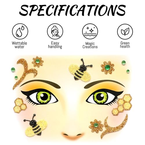 Bee Glitter Face Stickers - Self-Adhesive Temporary Tattoos