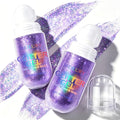 2PCS Purple Roll-On Body & Face Glitter Gel for Face Hair and Body, Holographic Makeup