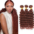 Copper Red Deep Wave Human Hair Bundles 26 28 30 Inch