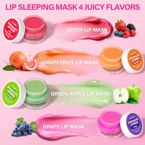 Lip Mask Set, Lip Care Gifts for Teen Girls Women, Overnight Lip Mask Hydrating & Nourishing, Lip Sleeping Mask Repairing Dry, Flaky Lips, Lip Treatment for Women, Wife, Girlfriend, Mom