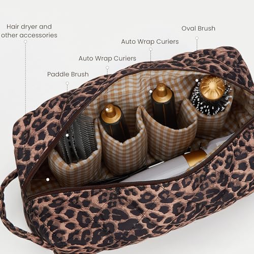 Leopard Print Hair Tool Travel Bag with Handle for Dyson Airwrap