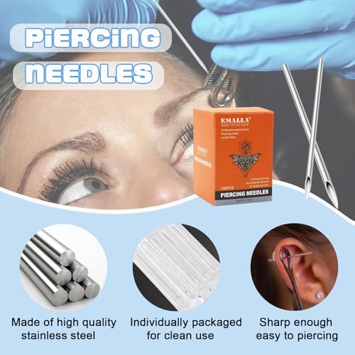 50pcs Disposable Piercing Needles Kit - 12G to 20G Stainless Steel
