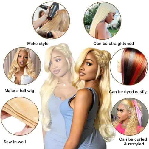YISEA 613 Body Wave Brazilian Hair 12A Brazilian 613 Body Wave 3 Bundles Unprocessed Human Raw Hair Mink Hair Bundles Wet and Wavy Human Hair 613 Blonde 10 12 14