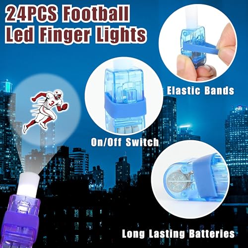 72 PCS Football Party Favors ? 48 PCS Luminous Tattoos & 24 PCS LED Finger Lights Combo ? Birthday Goodie Bag Fillers, Party Supplies, Gifts Light Up Toys Glow In The Dark for Boys and Girls