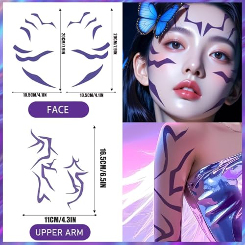 Purple Temporary Tattoo Stickers – 8 Pack Waterproof Body Art
