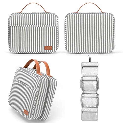 Bosidu Hanging Travel Toiletry Bag,Large Capacity Cosmetic Travel Toiletry Organizer for Women with 4 Compartments & 1 Sturdy Hook,Perfect for Travel/Daily Use/Christmas