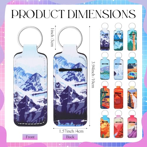 12 Pcs Lipstick Keychain Holder Bulk - Neoprene Lip Balm Pouch