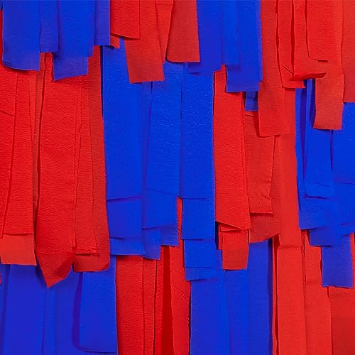 PartyWoo Crepe Paper Streamers 6 Rolls 492ft, Pack of Crepe Paper Streamers in Royal Blue and Red, Crepe Paper for Birthday Decorations, Party Decorations, Wedding Decorations (1.8 in x 82 Ft/Roll)