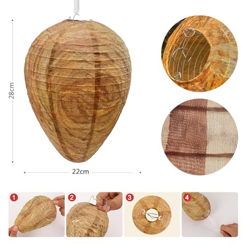 4 Pack Fake Wasp Nests - Waterproof Outdoor Decor