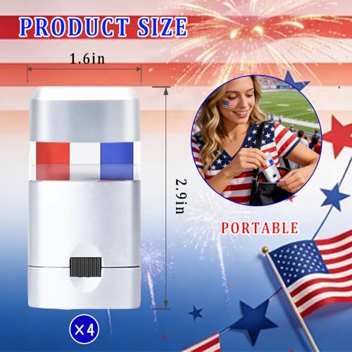 Red White Blue Eye Black Stick - Patriotic Face Paint 4-Pack