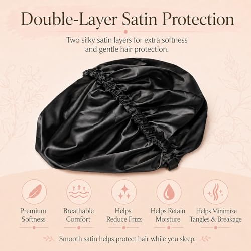 Women's Satin Bonnet Sleep Cap – Double Layer, Adjustable