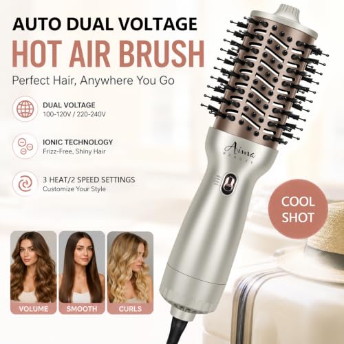 Aima Beauty 2.3 Inch Dual Voltage Hair Dryer Brush - Ionic Frizz-Free