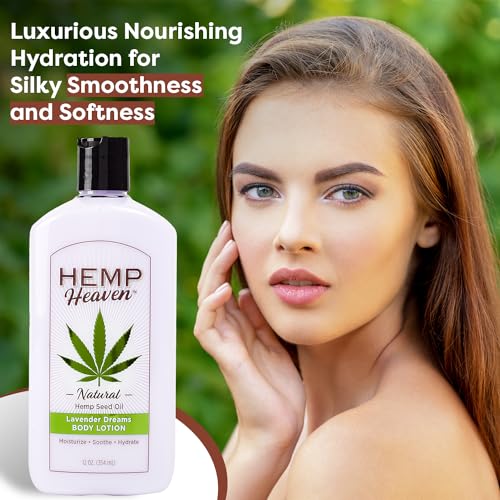 Hemp Heaven Moisturizing Body Lotion - Lavender Dreams scent made with Natural Hemp Seed Oil, For Men & Women, 12 oz